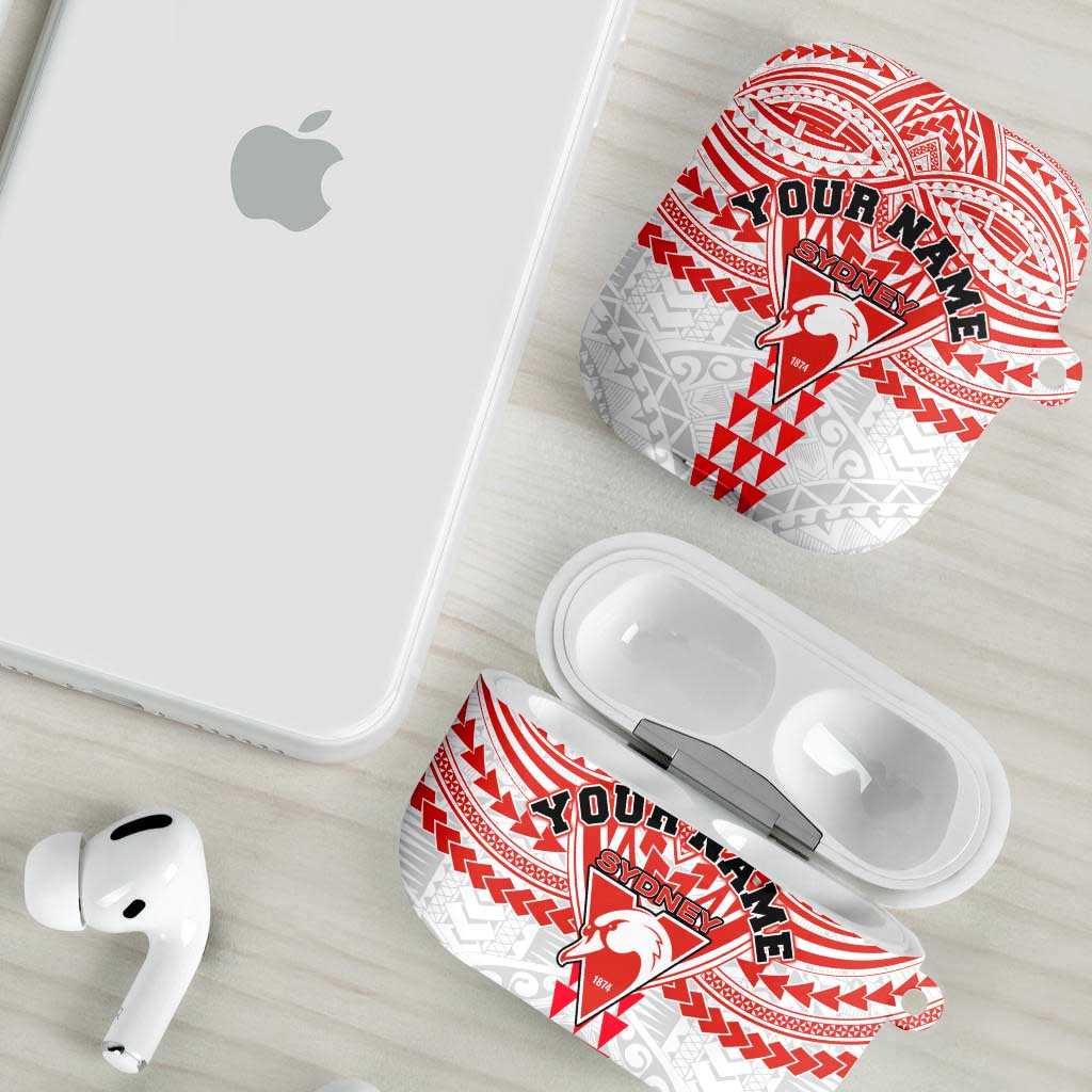 Personalized Sydney Swans AirPods Case Polynesian Tribal Pattern Heritage Football