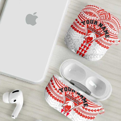 Personalized Sydney Swans AirPods Case Polynesian Tribal Pattern Heritage Football