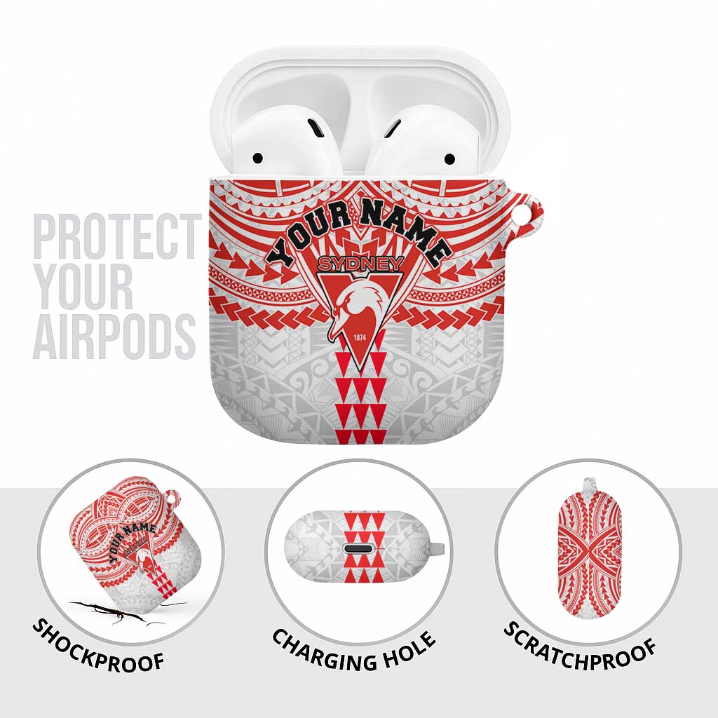 Personalized Sydney Swans AirPods Case Polynesian Tribal Pattern Heritage Football