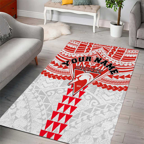 Personalized Sydney Swans Area Rug Polynesian Tribal Pattern Heritage Football
