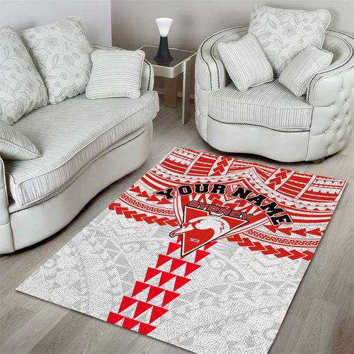 Personalized Sydney Swans Area Rug Polynesian Tribal Pattern Heritage Football