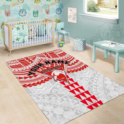 Personalized Sydney Swans Area Rug Polynesian Tribal Pattern Heritage Football