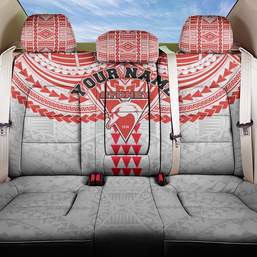 Personalized Sydney Swans Back Car Seat Cover Polynesian Tribal Pattern Heritage Football