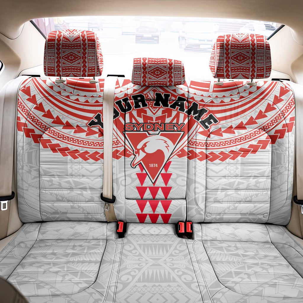 Personalized Sydney Swans Back Car Seat Cover Polynesian Tribal Pattern Heritage Football
