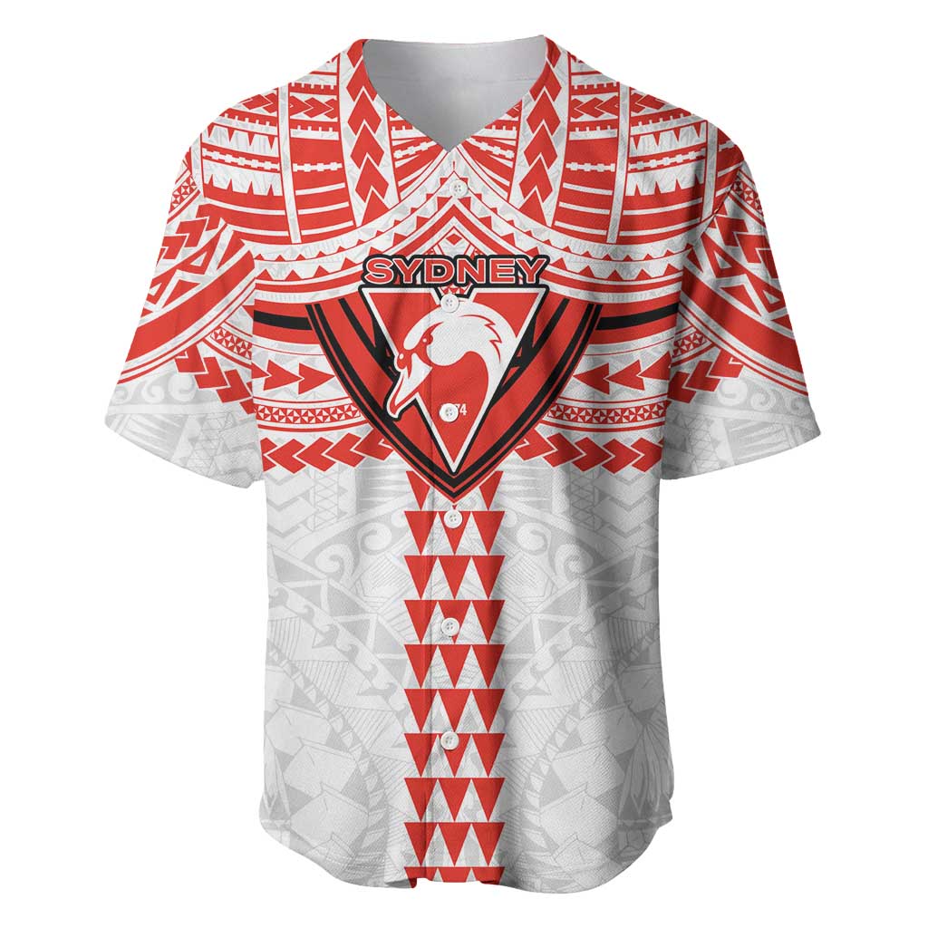 Personalized Sydney Swans Baseball Jersey Polynesian Tribal Pattern Heritage Football