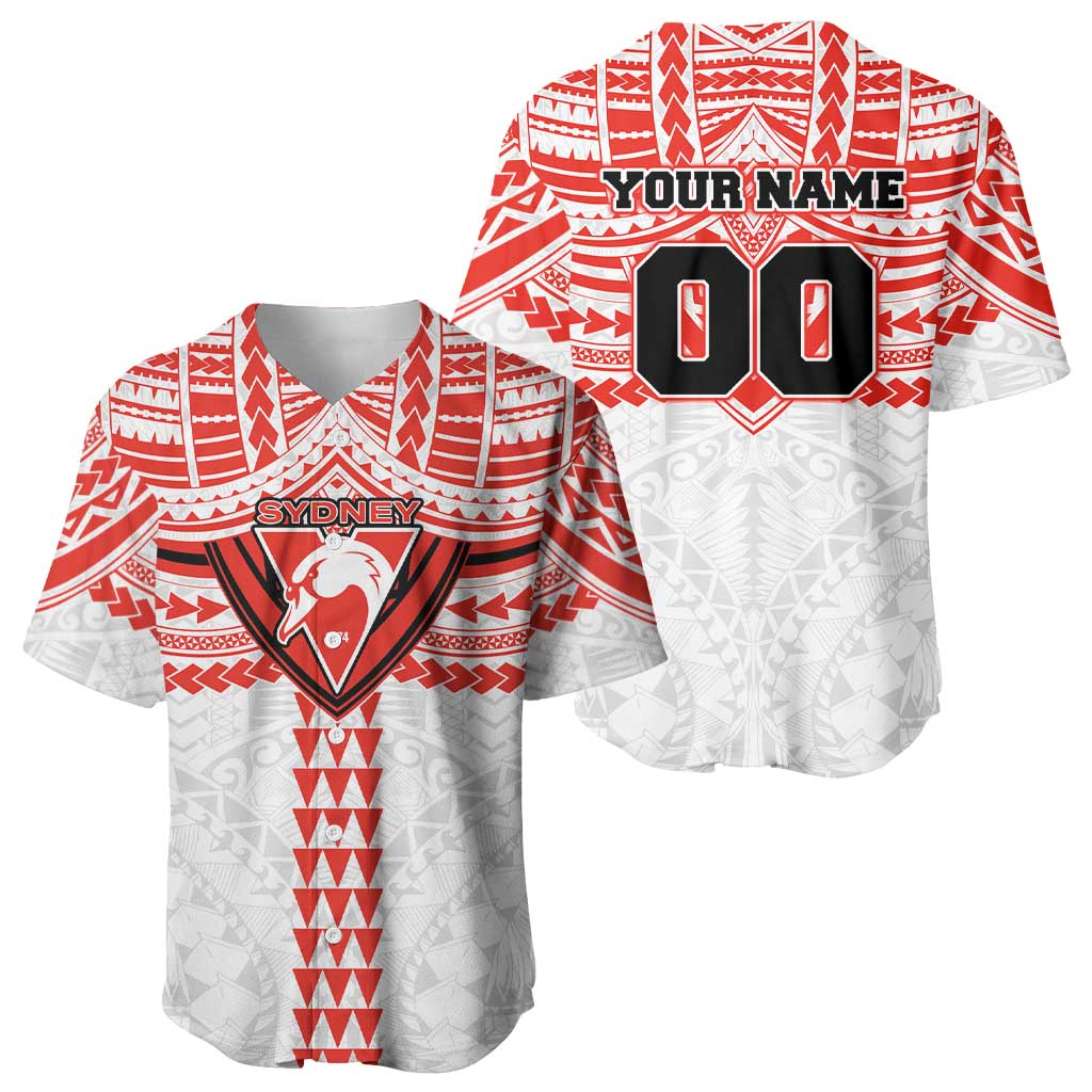 Personalized Sydney Swans Baseball Jersey Polynesian Tribal Pattern Heritage Football