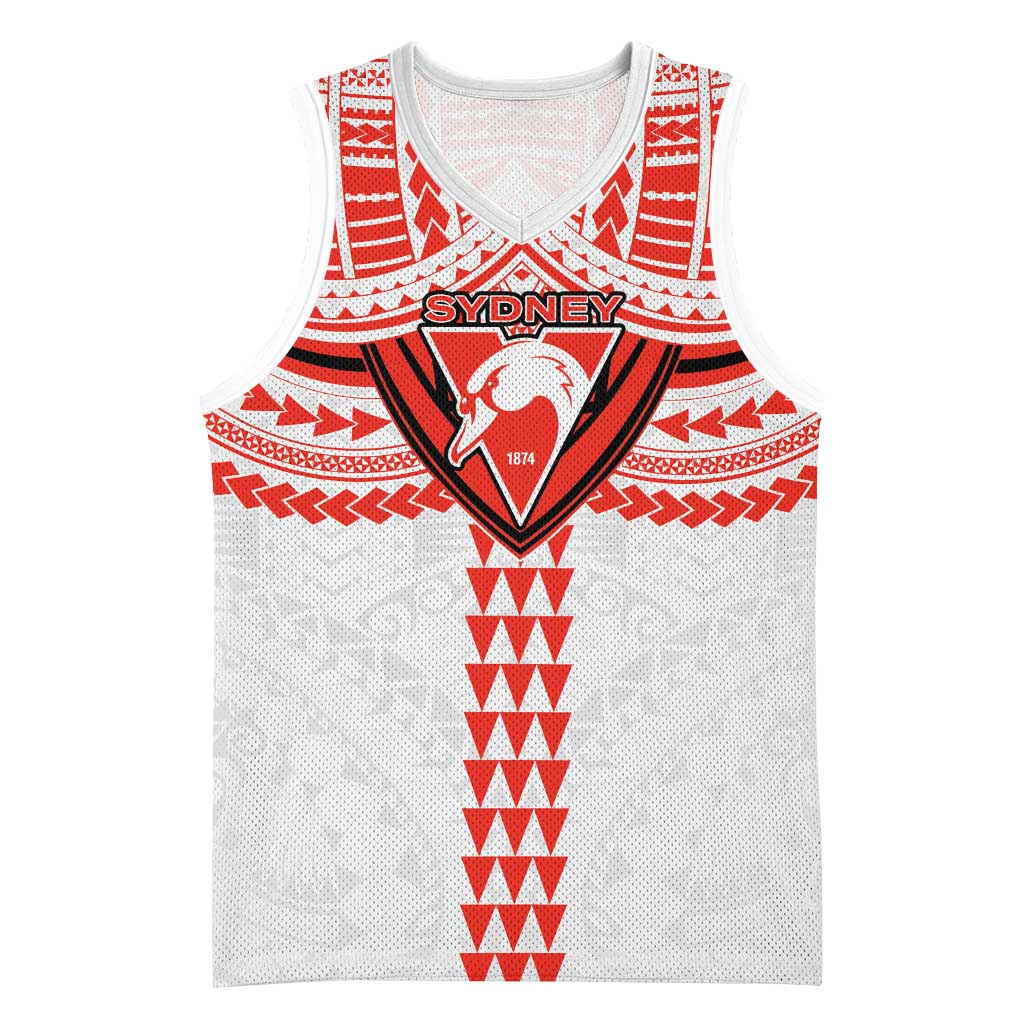 Personalized Sydney Swans Basketball Jersey Polynesian Tribal Pattern Heritage Football