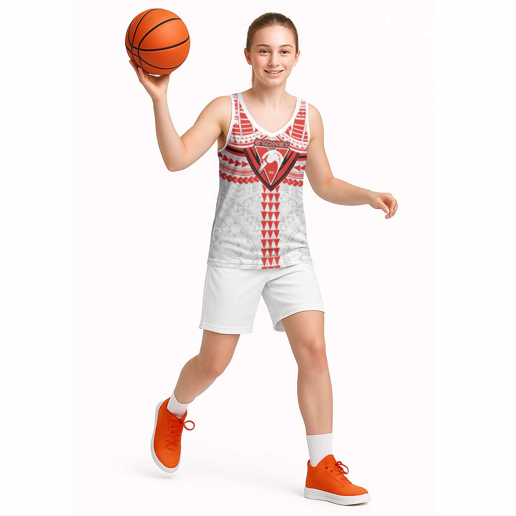 Personalized Sydney Swans Basketball Jersey Polynesian Tribal Pattern Heritage Football