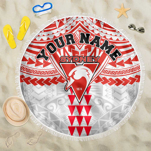 Personalized Sydney Swans Beach Blanket Polynesian Tribal Pattern Heritage Football