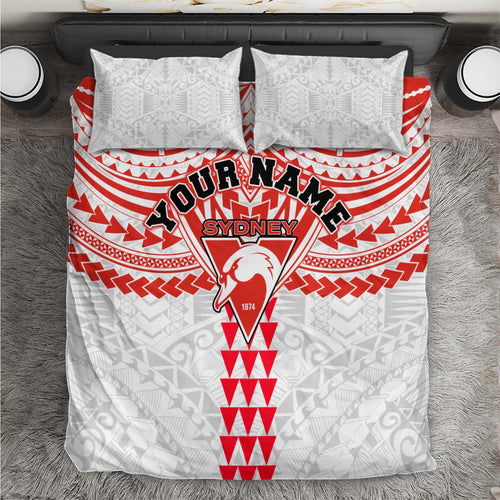 Personalized Sydney Swans Bedding Set Polynesian Tribal Pattern Heritage Football