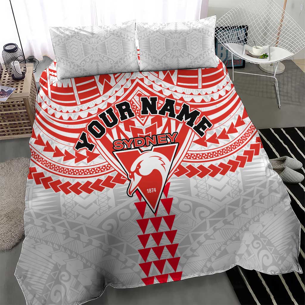 Personalized Sydney Swans Bedding Set Polynesian Tribal Pattern Heritage Football