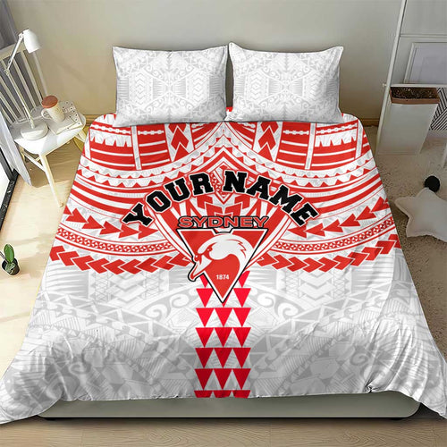 Personalized Sydney Swans Bedding Set Polynesian Tribal Pattern Heritage Football