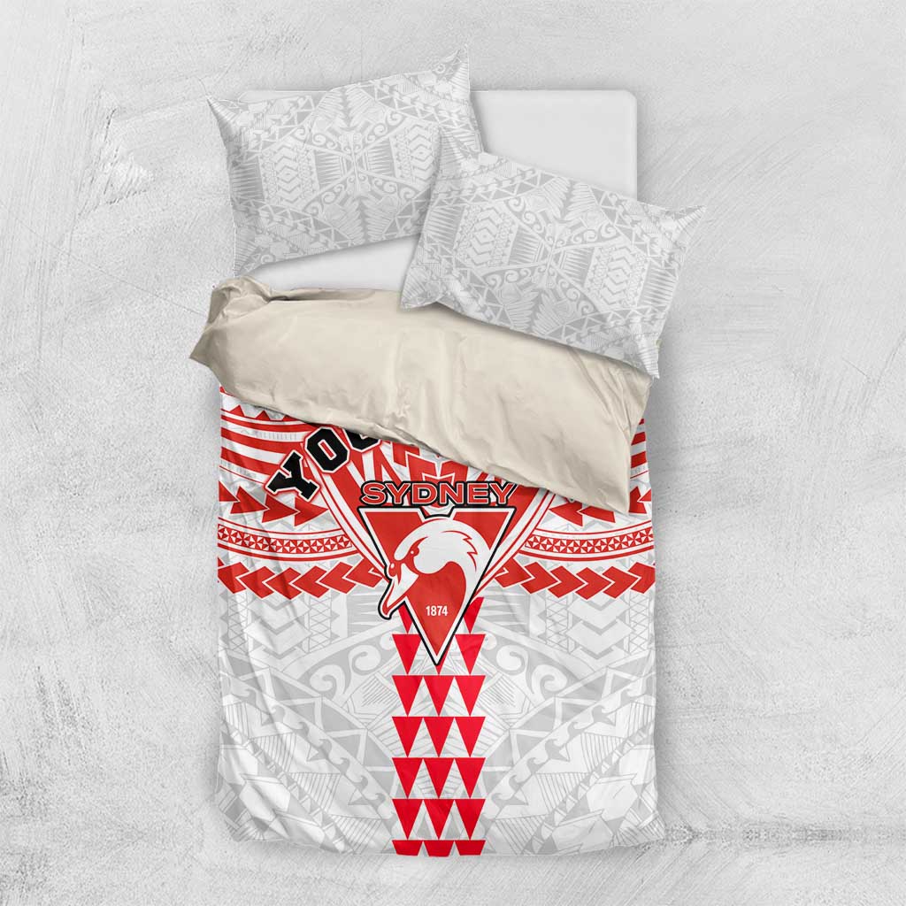 Personalized Sydney Swans Bedding Set Polynesian Tribal Pattern Heritage Football