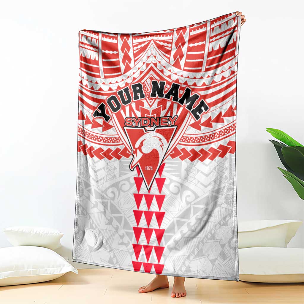Personalized Sydney Swans Blanket Polynesian Tribal Pattern Heritage Football