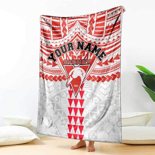 Personalized Sydney Swans Blanket Polynesian Tribal Pattern Heritage Football