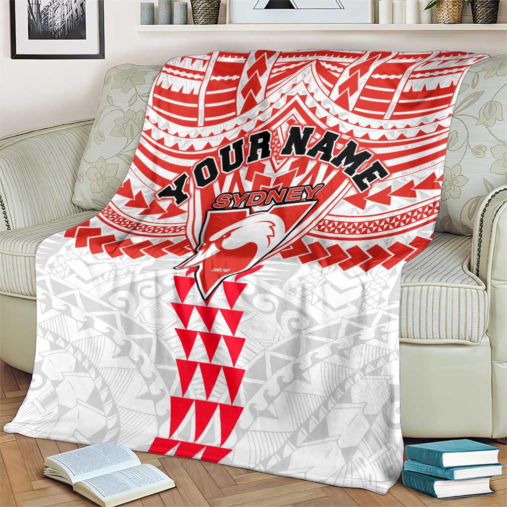 Personalized Sydney Swans Blanket Polynesian Tribal Pattern Heritage Football