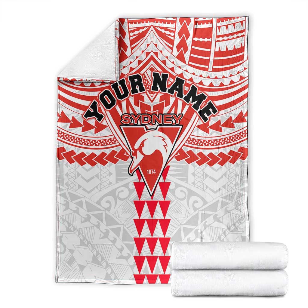 Personalized Sydney Swans Blanket Polynesian Tribal Pattern Heritage Football