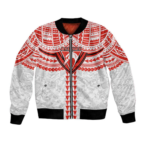 Personalized Sydney Swans Bomber Jacket Polynesian Tribal Pattern Heritage Football