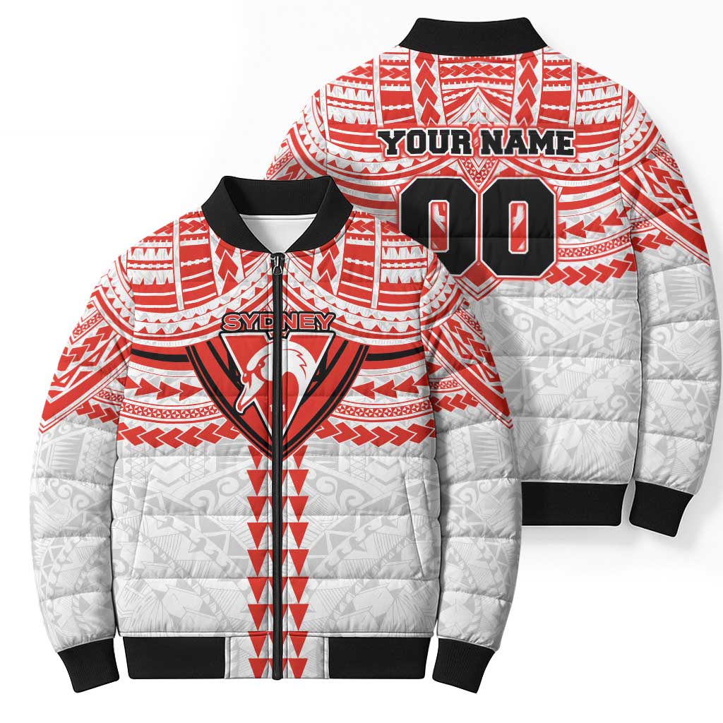 Personalized Sydney Swans Bomber Puffer Jacket Polynesian Tribal Pattern Heritage Football