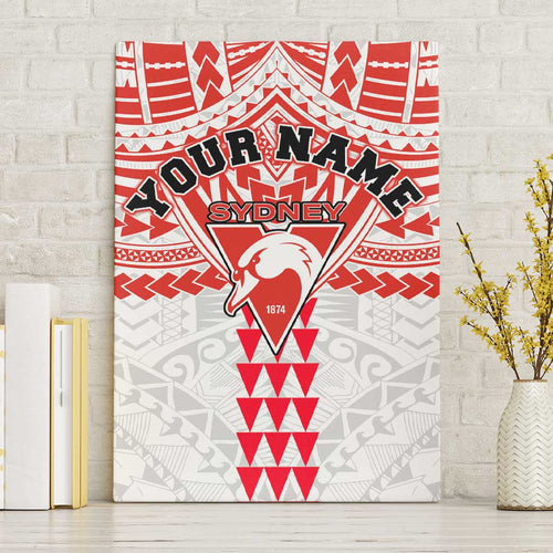 Personalized Sydney Swans Canvas Wall Art Polynesian Tribal Pattern Heritage Football