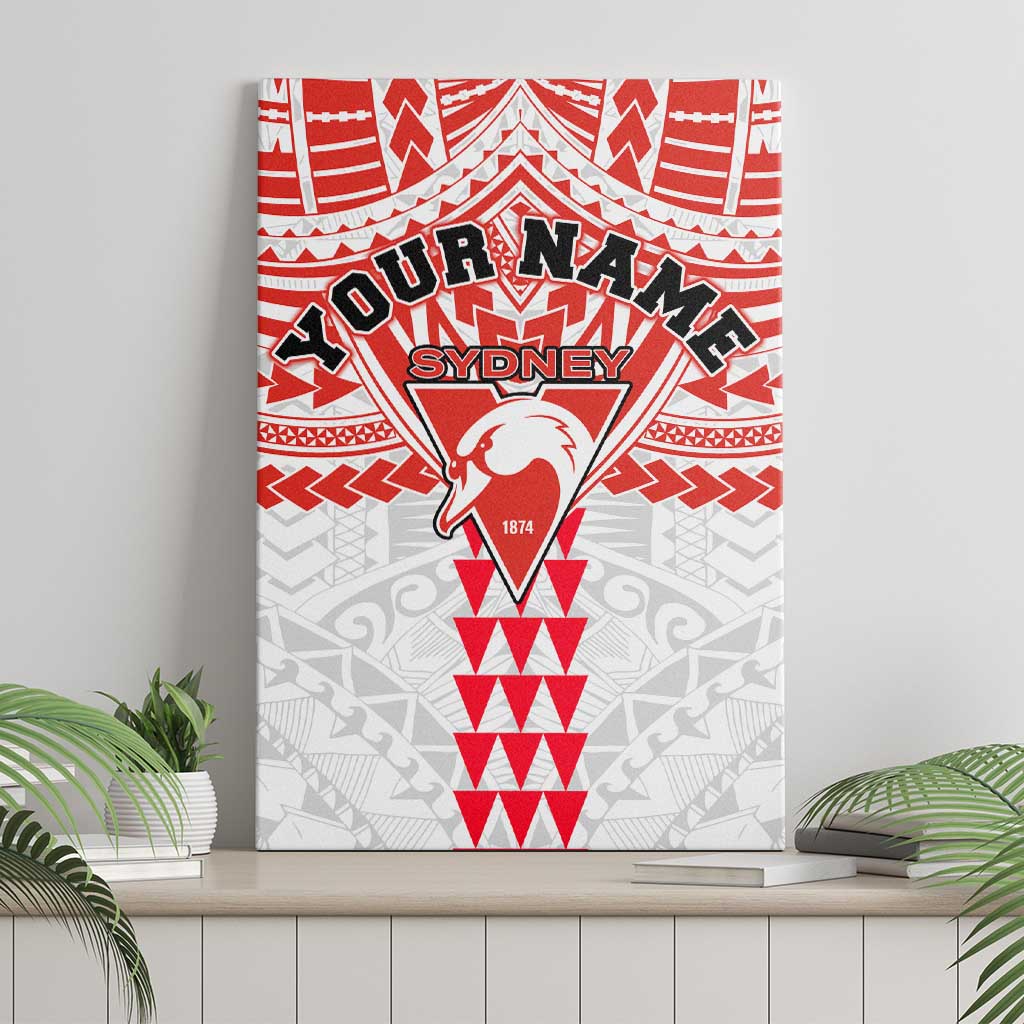 Personalized Sydney Swans Canvas Wall Art Polynesian Tribal Pattern Heritage Football