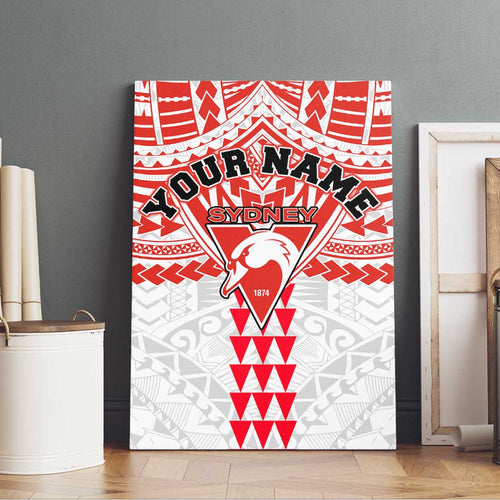 Personalized Sydney Swans Canvas Wall Art Polynesian Tribal Pattern Heritage Football