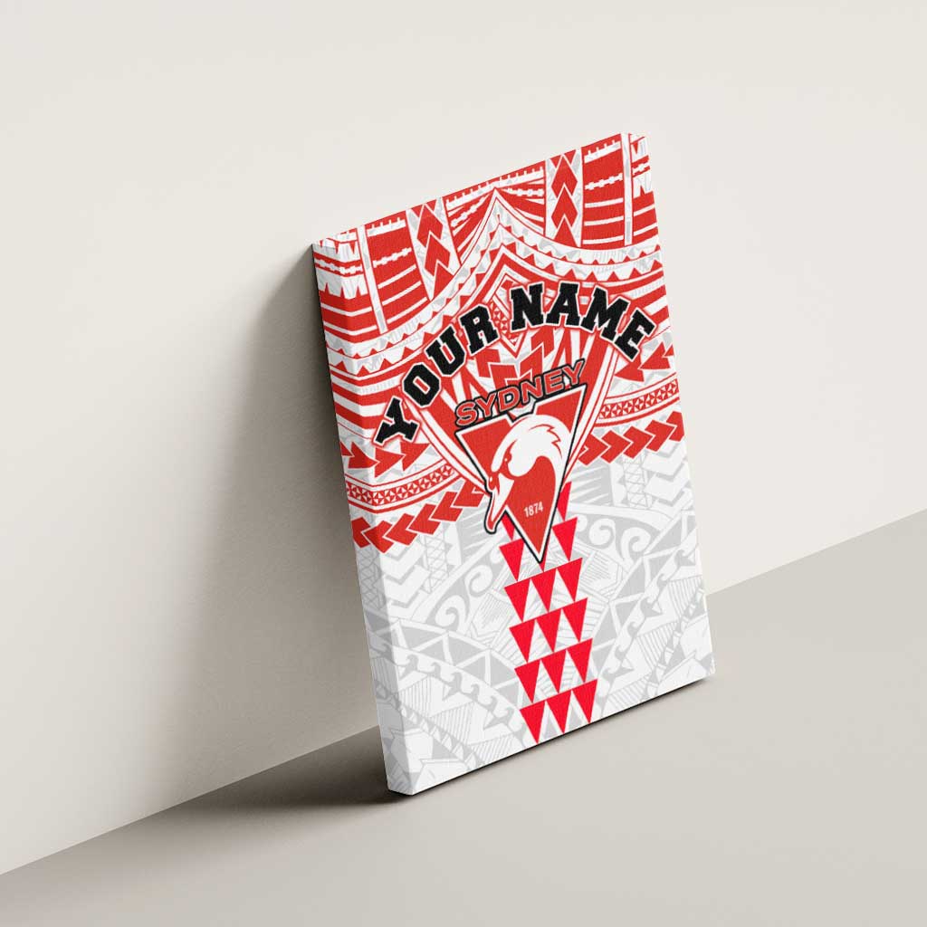 Personalized Sydney Swans Canvas Wall Art Polynesian Tribal Pattern Heritage Football