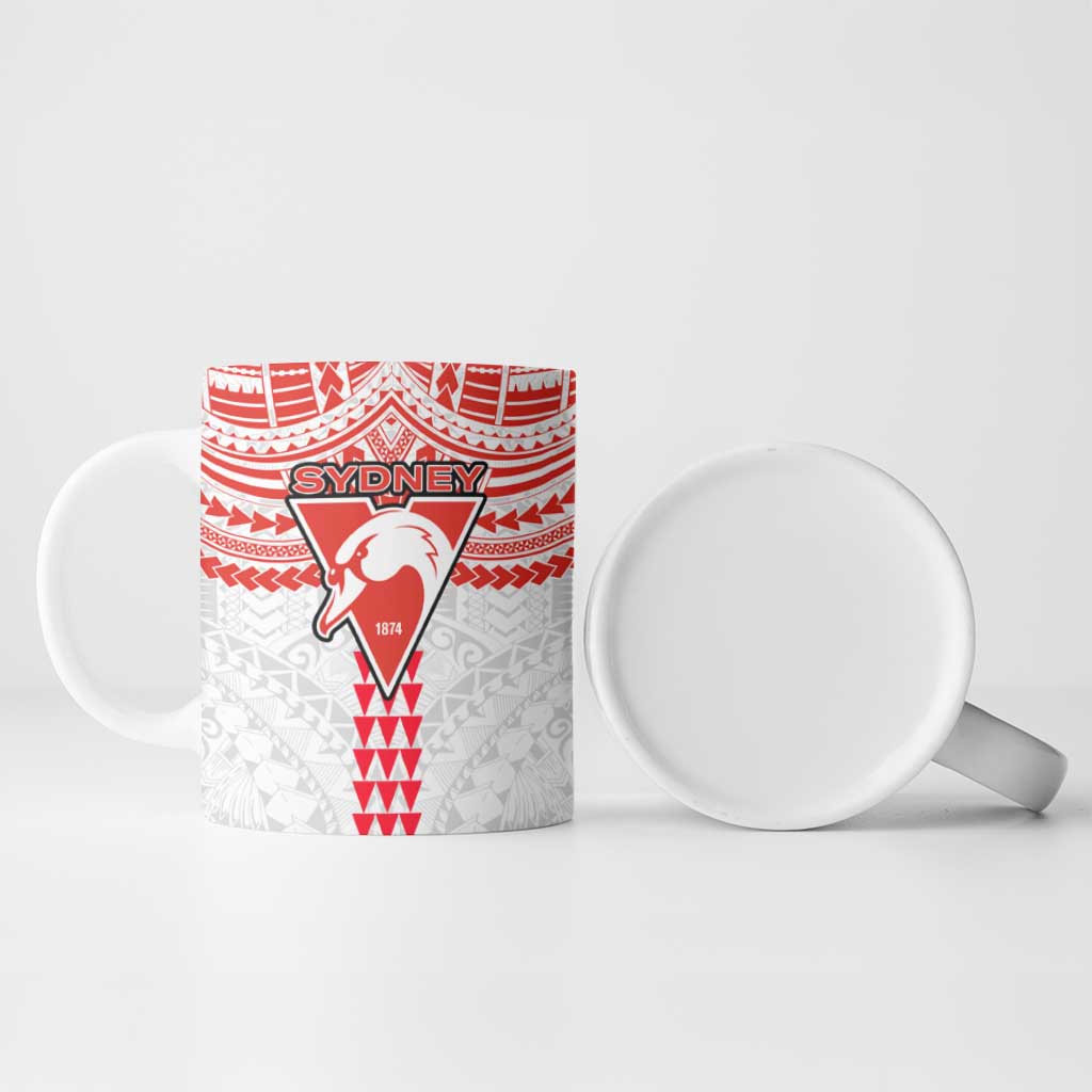 Personalized Sydney Swans Ceramic Mug Polynesian Tribal Pattern Heritage Football