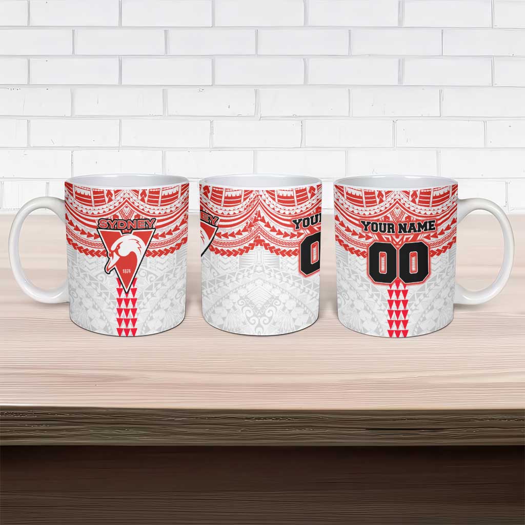 Personalized Sydney Swans Ceramic Mug Polynesian Tribal Pattern Heritage Football