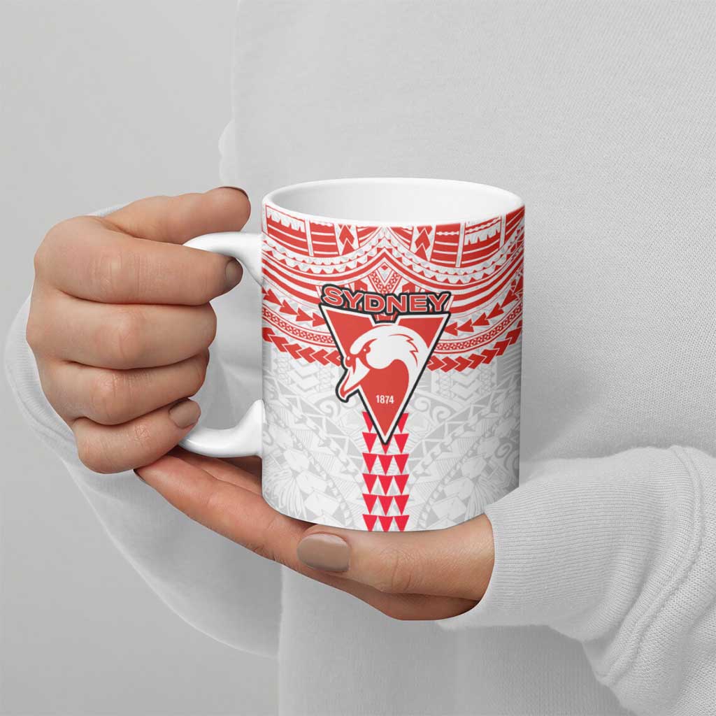 Personalized Sydney Swans Ceramic Mug Polynesian Tribal Pattern Heritage Football