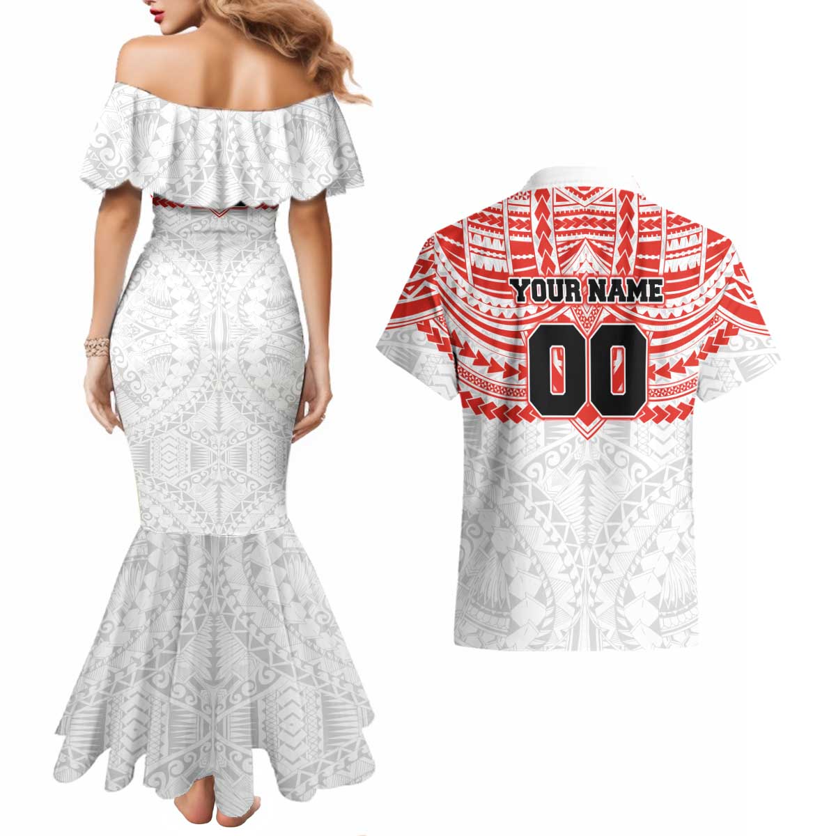 Personalized Sydney Swans Couples Matching Mermaid Dress and Hawaiian Shirt Polynesian Tribal Pattern Heritage Football