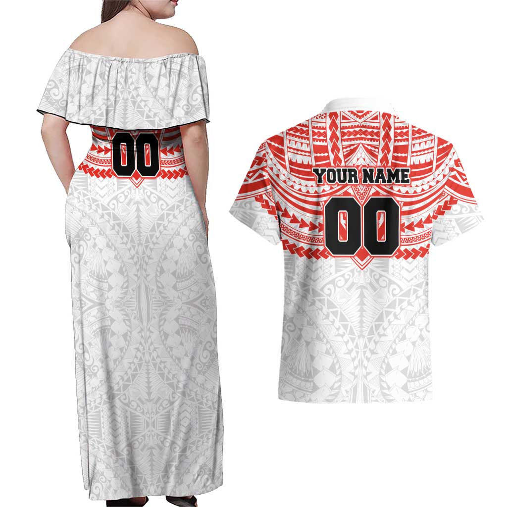 Personalized Sydney Swans Couples Matching Off Shoulder Maxi Dress and Hawaiian Shirt Polynesian Tribal Pattern Heritage Football