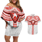 Personalized Sydney Swans Couples Matching Off Shoulder Short Dress and Hawaiian Shirt Polynesian Tribal Pattern Heritage Football