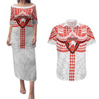 Personalized Sydney Swans Couples Matching Puletasi and Hawaiian Shirt Polynesian Tribal Pattern Heritage Football