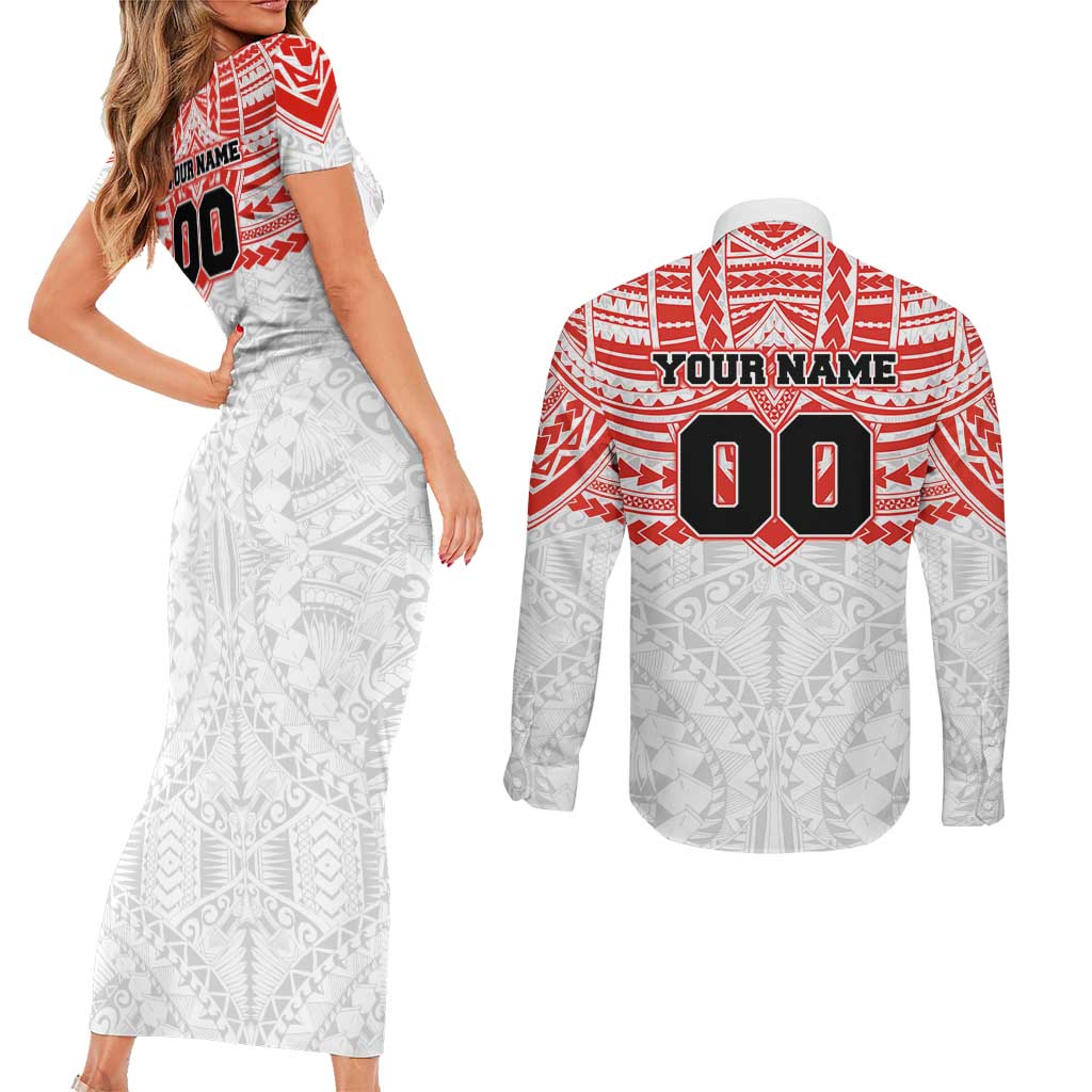 Personalized Sydney Swans Couples Matching Short Sleeve Bodycon Dress and Long Sleeve Button Shirt Polynesian Tribal Pattern Heritage Football