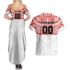 Personalized Sydney Swans Couples Matching Summer Maxi Dress and Hawaiian Shirt Polynesian Tribal Pattern Heritage Football