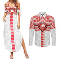 Personalized Sydney Swans Couples Matching Summer Maxi Dress and Long Sleeve Button Shirt Polynesian Tribal Pattern Heritage Football
