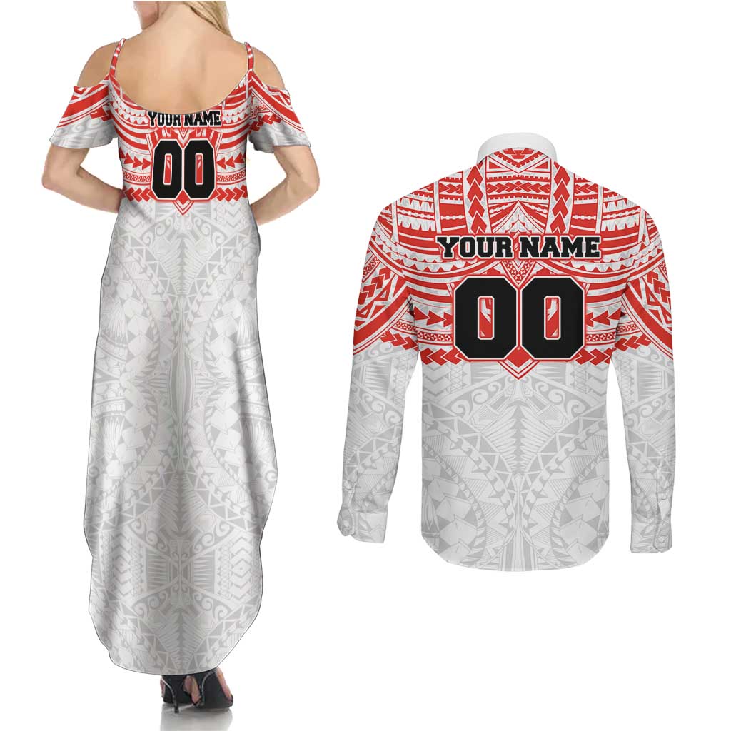 Personalized Sydney Swans Couples Matching Summer Maxi Dress and Long Sleeve Button Shirt Polynesian Tribal Pattern Heritage Football