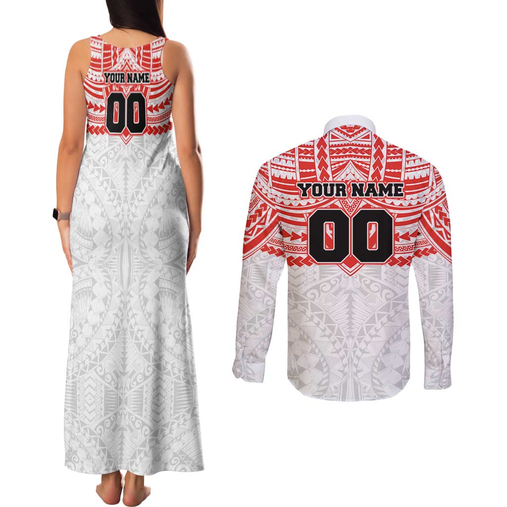 Personalized Sydney Swans Couples Matching Tank Maxi Dress and Long Sleeve Button Shirt Polynesian Tribal Pattern Heritage Football