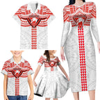 Personalized Sydney Swans Family Matching Long Sleeve Bodycon Dress and Hawaiian Shirt Polynesian Tribal Pattern Heritage Football