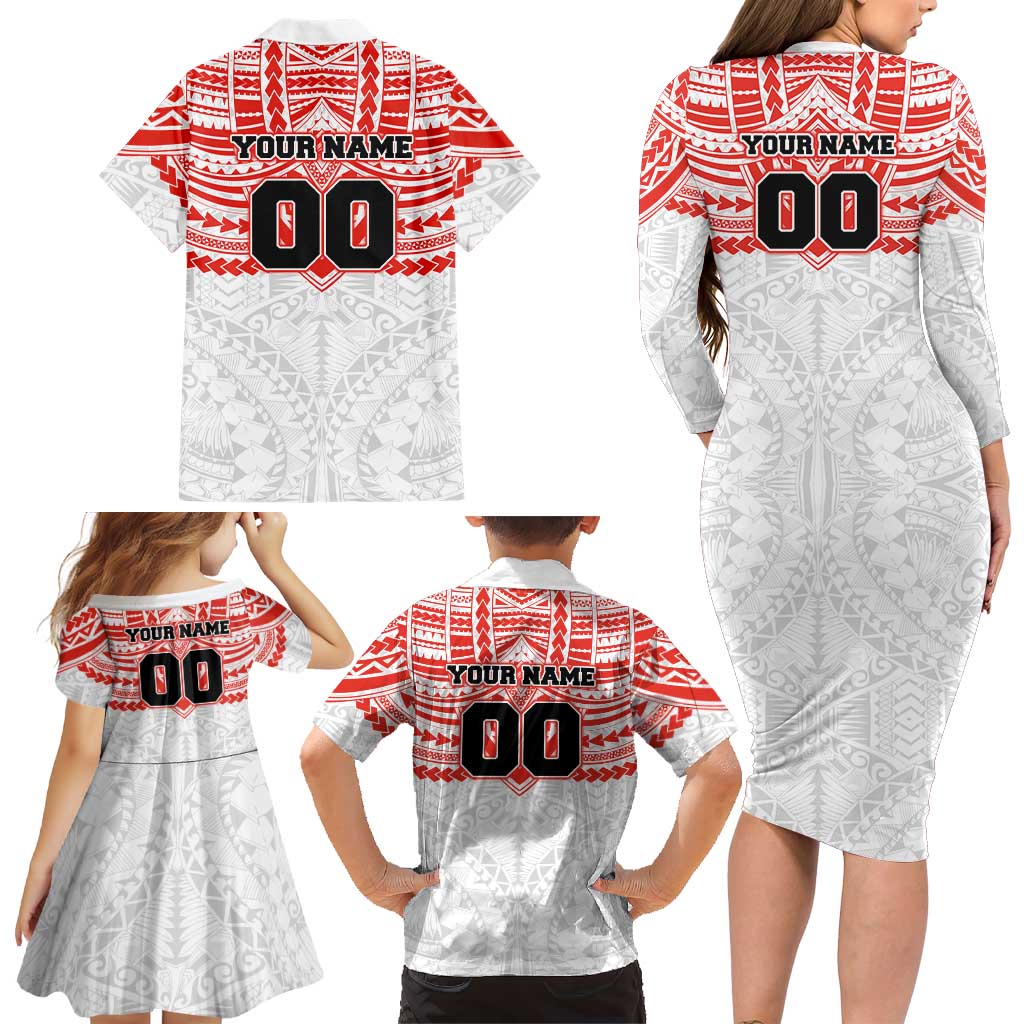 Personalized Sydney Swans Family Matching Long Sleeve Bodycon Dress and Hawaiian Shirt Polynesian Tribal Pattern Heritage Football