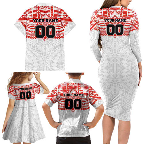 Personalized Sydney Swans Family Matching Long Sleeve Bodycon Dress and Hawaiian Shirt Polynesian Tribal Pattern Heritage Football