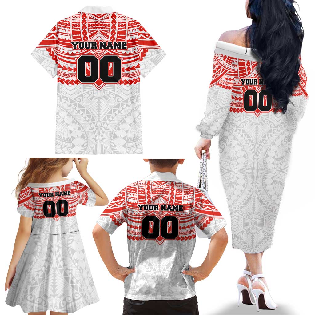 Personalized Sydney Swans Family Matching Off The Shoulder Long Sleeve Dress and Hawaiian Shirt Polynesian Tribal Pattern Heritage Football