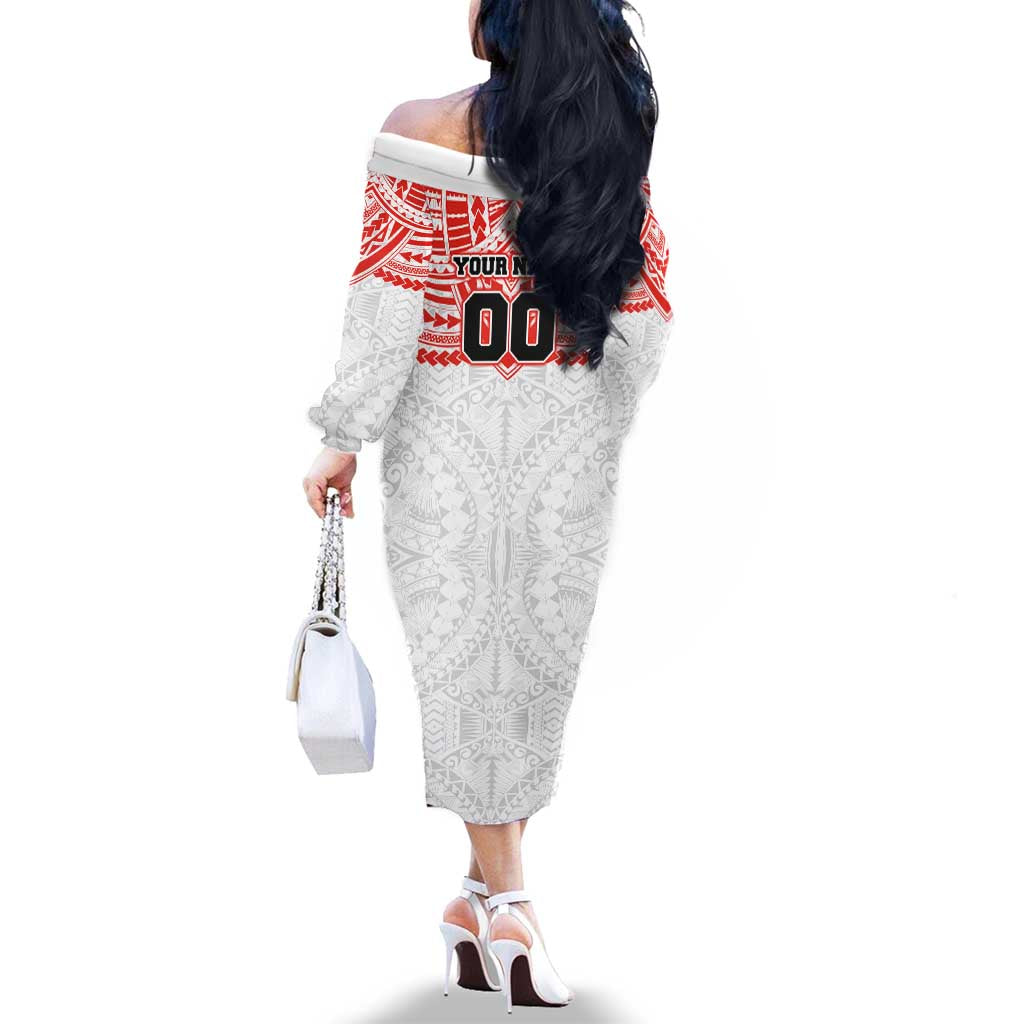 Personalized Sydney Swans Family Matching Off The Shoulder Long Sleeve Dress and Hawaiian Shirt Polynesian Tribal Pattern Heritage Football