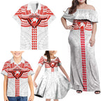 Personalized Sydney Swans Family Matching Off Shoulder Maxi Dress and Hawaiian Shirt Polynesian Tribal Pattern Heritage Football