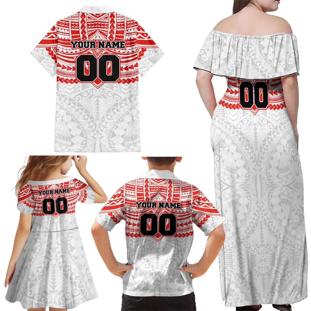 Personalized Sydney Swans Family Matching Off Shoulder Maxi Dress and Hawaiian Shirt Polynesian Tribal Pattern Heritage Football