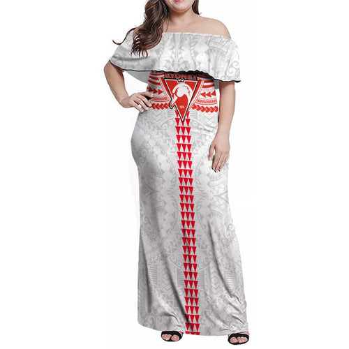 Personalized Sydney Swans Family Matching Off Shoulder Maxi Dress and Hawaiian Shirt Polynesian Tribal Pattern Heritage Football