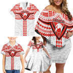 Personalized Sydney Swans Family Matching Off Shoulder Short Dress and Hawaiian Shirt Polynesian Tribal Pattern Heritage Football