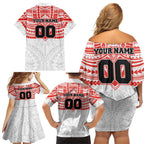 Personalized Sydney Swans Family Matching Off Shoulder Short Dress and Hawaiian Shirt Polynesian Tribal Pattern Heritage Football