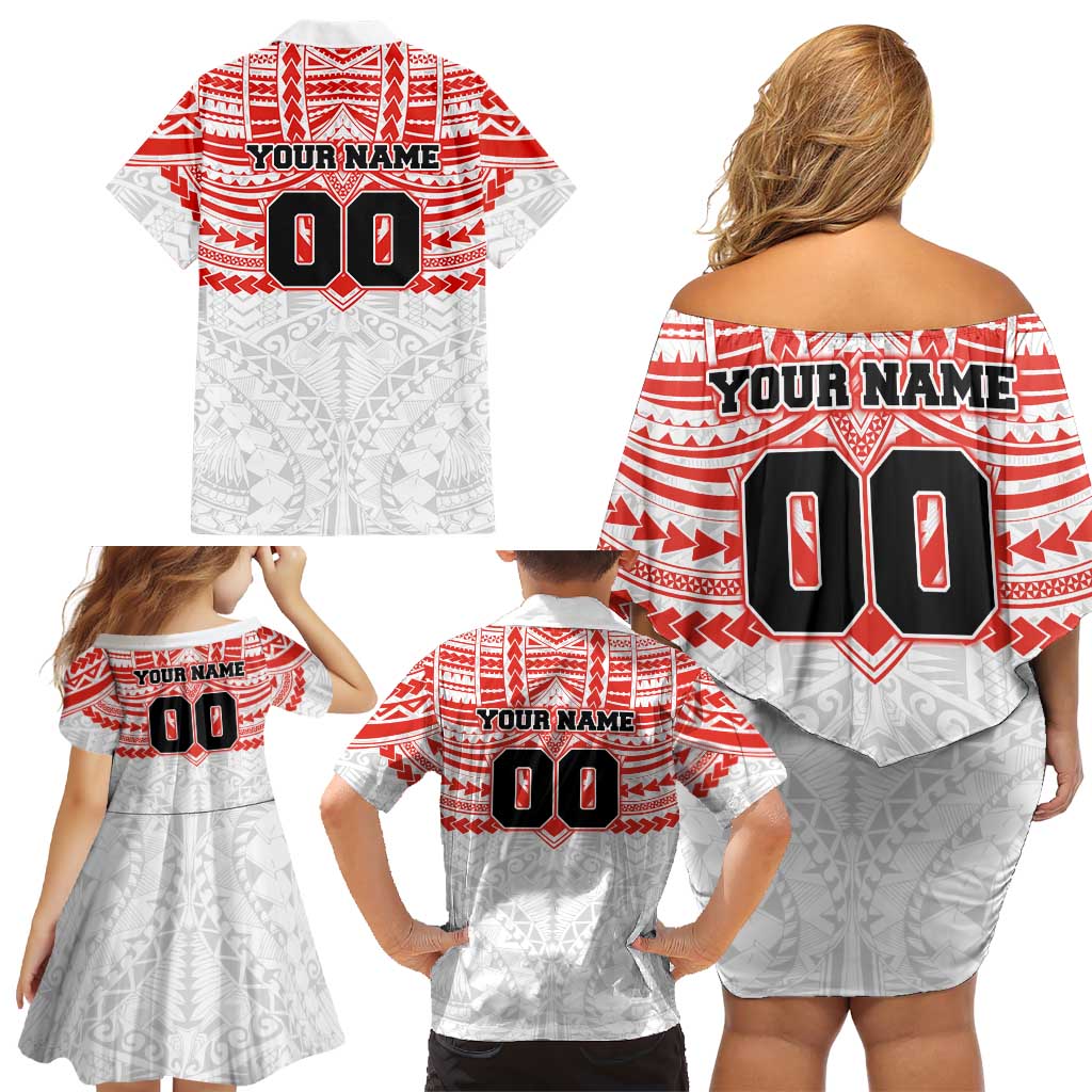 Personalized Sydney Swans Family Matching Off Shoulder Short Dress and Hawaiian Shirt Polynesian Tribal Pattern Heritage Football